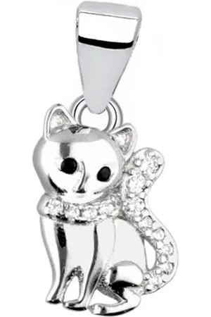 Goldene Hufeisen Kettenanhänger Silber Katze mit Zirkonia Kater Anhänger 925 Sterling Echtschmuck, 925 Sterling Silber mit Zirkonia, Echtschmuck für Damen - Verkäufer: