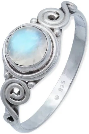 mantraroma Silberring KINURI aus 925 Silber mit Regenbogen Mondstein (Ring mit Schmuckbeutel), Damenring aus 925er Silber - Verkäufer: