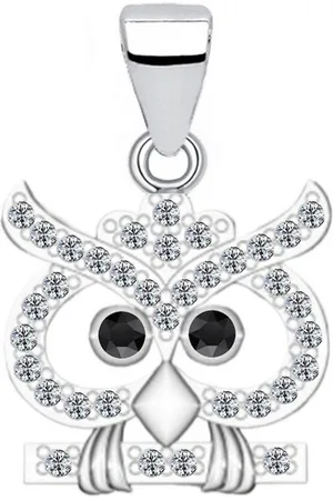 Goldene Hufeisen Kettenanhänger Silber Eule mit Zirkonia Vogel Anhänger 925 Sterling Echtschmuck, 925 Sterling Silber mit Zirkonia, Silberschmuck für Kinder, Damen - Verkäufer: