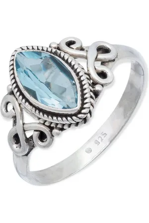 mantraroma Silberring BAGHIMI Ellipse aus 925 Silber mit Topas (Ring mit Schmuckbeutel), Damenring aus 925er Silber - Verkäufer: