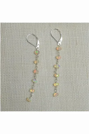 Golden Paar Ohrhänger Lange 14k Gold Filled Kettenohrringe mit Leuchtender äthiopischer Opal - Verkäufer: Touch GmbH