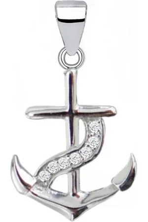 Goldene Hufeisen Kettenanhänger Silber Anker mit Zirkonia Anhänger 925 Sterling Echtschmuck, 925 Sterling Silber mit Zirkonia, Silberschmuck für Damen - Verkäufer:
