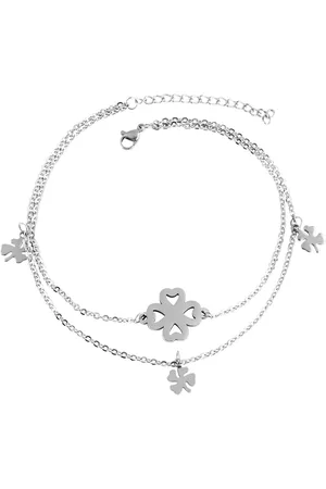 Akzent Fußkette Giulia Edelstahl Fußkette, Kleeblatt-Anhänger, 26+5cm, (Einzeln), Damen FuÃŸschmuck - Verkäufer: Shaghafi GmbH