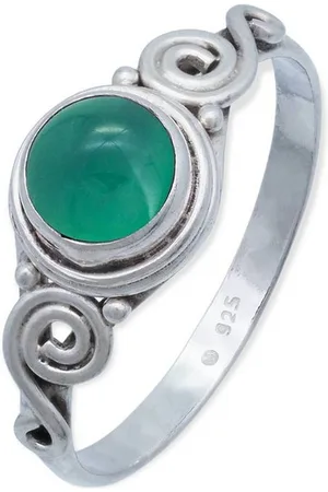 mantraroma Silberring KINURI aus 925 Silber mit grünen Onyx (Ring mit Schmuckbeutel), Damenring aus 925er Silber - Verkäufer: