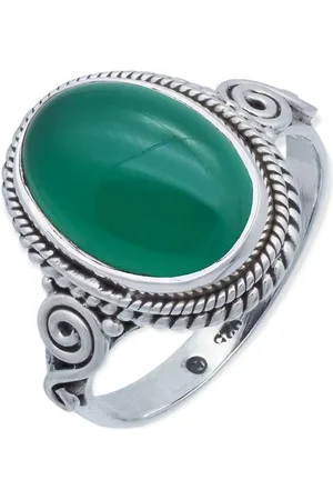 mantraroma Silberring SINTA aus 925 Silber mit grünen Onyx (Ring mit Schmuckbeutel), Damenring aus 925er Silber - Verkäufer: