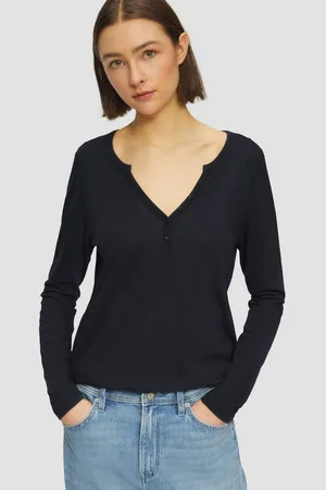 QS by s.Oliver Langarmshirt Langarmshirt mit Henley-Ausschnitt und Flammgarnstruktur - Verkäufer: