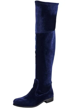 Heine Damen Samt-Overkneestiefel, nachtblau Stiefel - Verkäufer: Styledorado