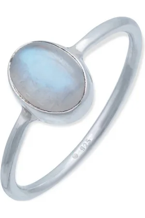 mantraroma Silberring SAMA oval aus 925 Silber mit Regenbogen Mondstein (Ring mit Schmuckbeutel), Damenring aus 925er Silber - Verkäufer: