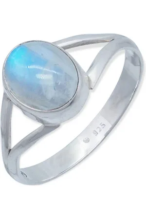 mantraroma Silberring HARDIN aus 925 Silber mit Regenbogen Mondstein (Ring mit Schmuckbeutel), Damenring aus 925er Silber - Verkäufer: