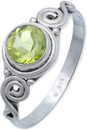 mantraroma Silberring KINURI aus 925 Silber mit Peridot (Ring mit Schmuckbeutel), Damenring aus 925er Silber - Verkäufer: