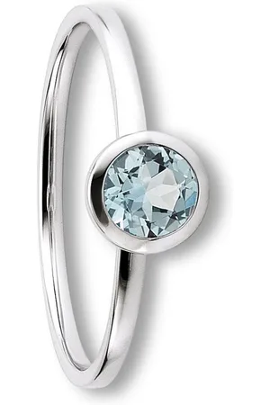 ONE ELEMENT Goldring Blau Topas Ring aus 333 Weißgold, Damen Gold Schmuck