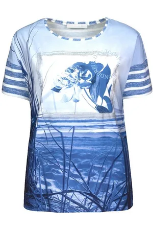 Bianca Print-Shirt JULIE mit modischem Front-Motiv und Streifen-Details - Verkäufer: