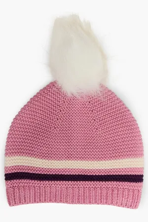 QS by s.Oliver Erstlingsmütze Strickmütze mit Pompom aus Kunstfell - Verkäufer: