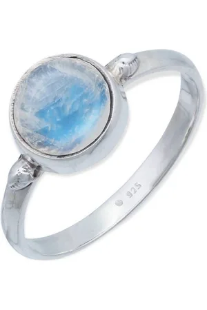 mantraroma Silberring HANA aus 925 Silber mit Regenbogen Mondstein (Ring mit Schmuckbeutel), Damenring aus 925er Silber - Verkäufer: