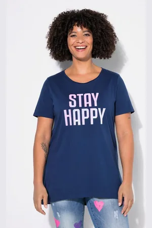 Angel of Style T-Shirt T-Shirt A-Linie HAPPY Schriftzug - Verkäufer: Popken Fashion Group