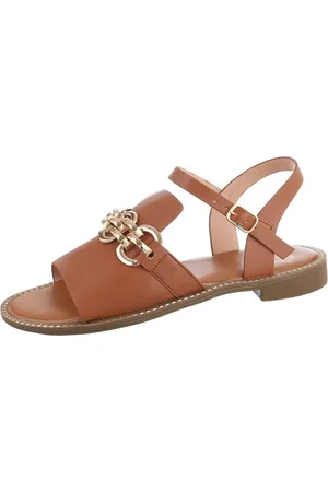 Ital-Design Damen Freizeit Riemchensandalette (80111853) Blockabsatz Riemchensandalen in Camel - Verkäufer: