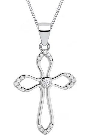 Goldene Hufeisen Kreuzkette Halskette Kreuz Silber Anhänger mit Kette 925 Mädchen Jungen, 925 Sterling Silber mit Zirkonia, Kreuz Silberschmuck für Kinder - Verkäufer: