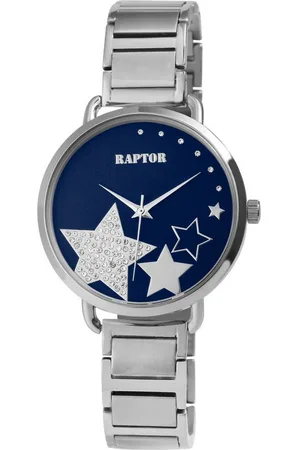 Raptor Quarzuhr Sina Damenuhr mit Edelstahlarmband, silberfarben/blau - Verkäufer: Shaghafi GmbH