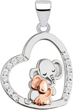 Goldene Hufeisen Kettenanhänger Silber Herz Elefant Zirkonia Anhänger 925 Sterling Echtschmuck, 925 Sterling Silber mit Zirkonia, Silberschmuck für Damen - Verkäufer: