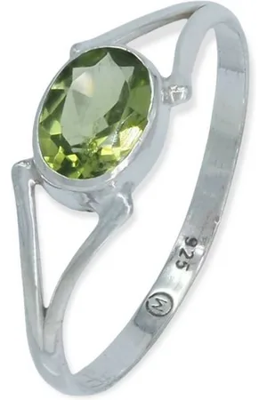 mantraroma Silberring TEKILI oval aus 925 Silber mit Peridot (Ring mit Schmuckbeutel), Damenring aus 925er Silber - Verkäufer: