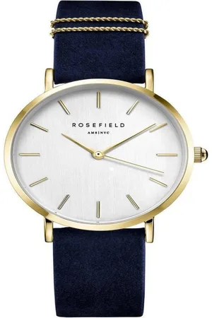 ROSEFIELD Quarzuhr Damenuhr West Village Blau Gold Nubuk Leder WBUG-W70 - Verkäufer: JUWELSTORE.de