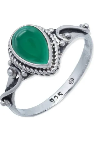 mantraroma Silberring FITO aus 925 Silber mit grünen Onyx (Ring mit Schmuckbeutel), Damenring aus 925er Silber - Verkäufer: