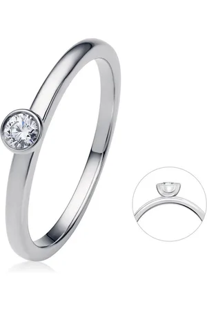 ONE ELEMENT Diamantring 0.1 ct Diamant Brillant Zarge Ring aus 585 Weißgold, Damen Gold Schmuck Zarge
