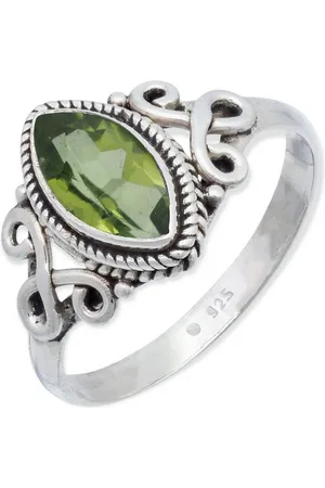 mantraroma Silberring BAGHIMI Ellipse aus 925 Silber mit Peridot (Ring mit Schmuckbeutel), Damenring aus 925er Silber - Verkäufer: