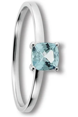 ONE ELEMENT Goldring Blau Topas Ring aus 333 Weißgold, Damen Gold Schmuck