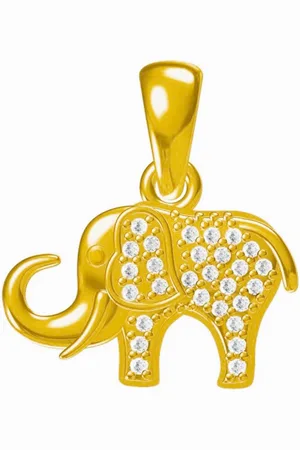Goldene Hufeisen Kettenanhänger Gold Elefant 18K vergoldet mit Zirkonia Damen Herren Anhänger, Goldschmuck für Damen - Verkäufer: