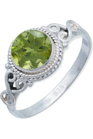 mantraroma Silberring BAGHIMI rund aus 925 Silber mit Peridot (Ring mit Schmuckbeutel), Damenring aus 925er Silber - Verkäufer: