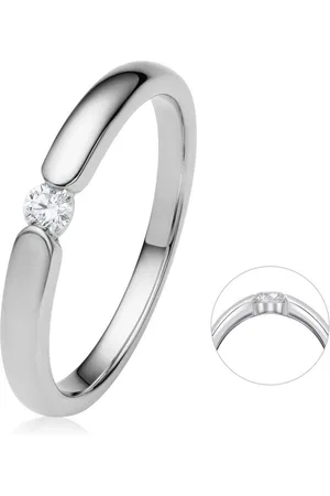 ONE ELEMENT Diamantring 0.08 ct Diamant Brillant Spannfassung Ring aus 585 Weißgold, Damen Gold Schmuck Spannfassung