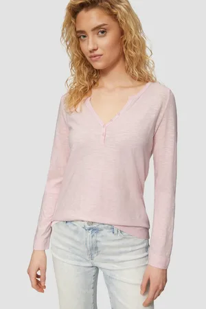 QS by s.Oliver Langarmshirt Langarmshirt mit Henley-Ausschnitt und Flammgarnstruktur - Verkäufer: