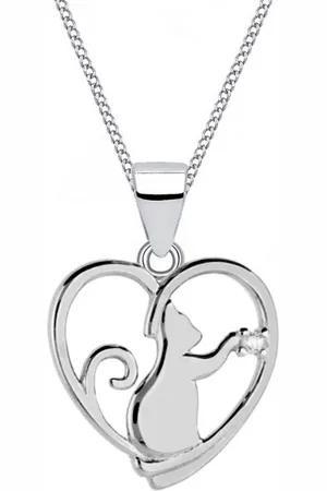 Goldene Hufeisen Kette mit Anhänger Halskette Kinder Silber Katze Anhänger Kette 925 Sterling Echtschmuck, 925 Sterling Silber mit Zirkonia, Silberschmuck für Kinder - Verkäufer: