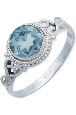 mantraroma Silberring BAGHIMI rund aus 925 Silber mit Topas (Ring mit Schmuckbeutel), Damenring aus 925er Silber - Verkäufer: