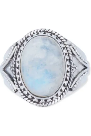 mantraroma Silberring MEKANU aus 925 Silber mit Regenbogen Mondstein (Ring mit Schmuckbeutel), Damenring aus 925er Silber - Verkäufer: