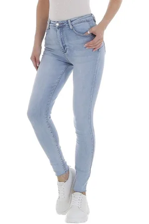 Ital-Design Skinny-fit-Jeans Damen Freizeit Used-Look Stretch High Waist Jeans in Hellblau - Verkäufer: