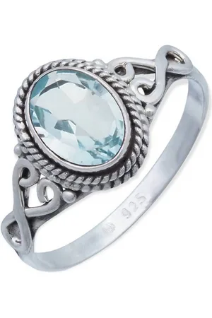 mantraroma Silberring BAGHIMI oval aus 925 Silber mit Topas (Ring mit Schmuckbeutel), Damenring aus 925er Silber - Verkäufer:
