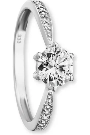 ONE ELEMENT Goldring Zirkonia Ring aus 333 Weißgold, Damen Gold Schmuck