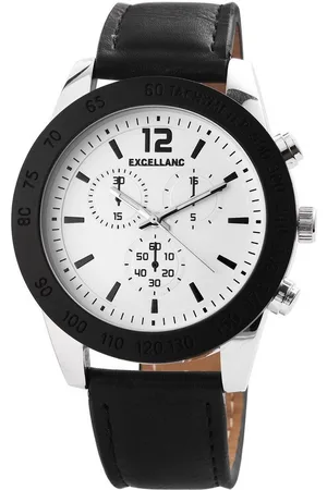 Excellanc Quarzuhr EX0129 Herren Armbanduhr mit Kunstlederband, schwarz, Herrenuhr Lederimitat - Verkäufer: Shaghafi GmbH