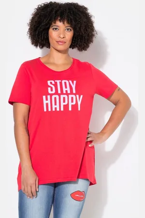 Angel of Style T-Shirt T-Shirt A-Linie HAPPY Schriftzug - Verkäufer: Popken Fashion Group