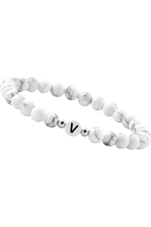 GOOD.designs Perlenarmband (1-tlg), aus Howlith-Steinen mit dem Buchstaben V - Verkäufer: GUTEMARKEN