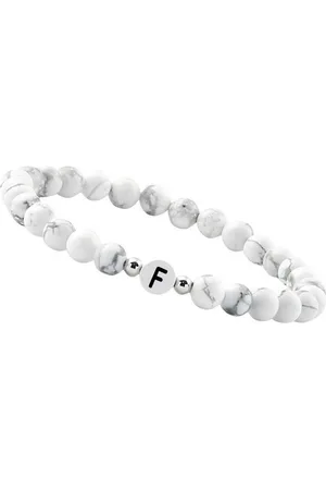 GOOD.designs Perlenarmband (1-tlg), aus Howlith-Steinen mit dem Buchstaben F - Verkäufer: GUTEMARKEN