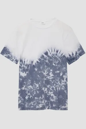 QS by s.Oliver Kurzarmshirt T-Shirt mit Batikmuster und überschnittenen Schultern - Verkäufer:
