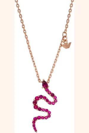 Emporio Armani Kette mit Anhänger Schmuck Geschenk Silber 925 Halskette Schlange, EG3611040, EG3613221, mit Zirkonia (synth) oder Rubin (synth)