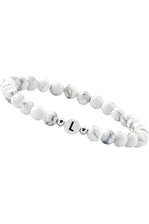 GOOD.designs Perlenarmband (1-tlg), aus Howlith-Steinen mit dem Buchstaben L - Verkäufer: GUTEMARKEN