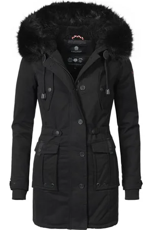 Navahoo Wintermantel Luluna edler Baumwoll Parka mit Fellimitat