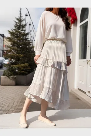 DEBAIJIA Midirock Damen Elegant mit hoher Taille Faltenrock einfarbiger - Verkäufer: Paciea UG