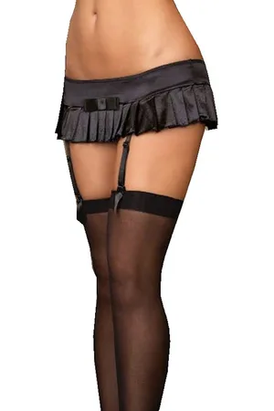 Dreamgirl Strapsgürtel Satin-Minirock mit Schleife und Strumpfhaltern inkl. String Strümpfe - Verkäufer: Tomshop24-7