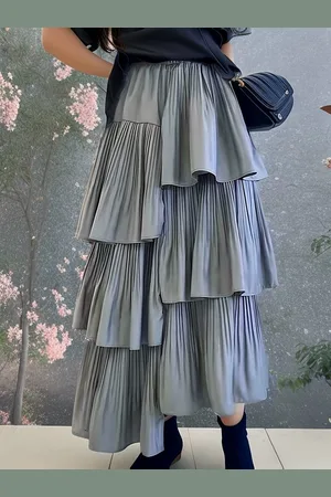 DEBAIJIA Midirock Damen Frühling Sommer Elegant mit hoher Taille Faltenrock einfarbiger - Verkäufer: Paciea UG